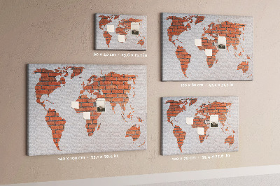 Cork display board Brick world map
