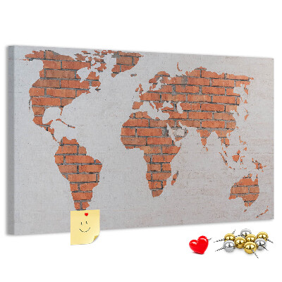 Cork display board Brick world map