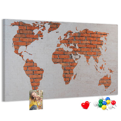 Cork display board Brick world map