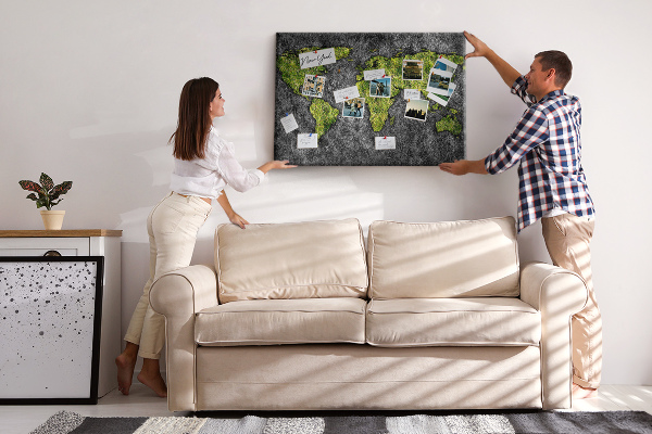 Cork display board World map