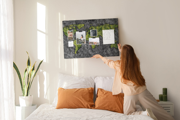 Cork display board World map
