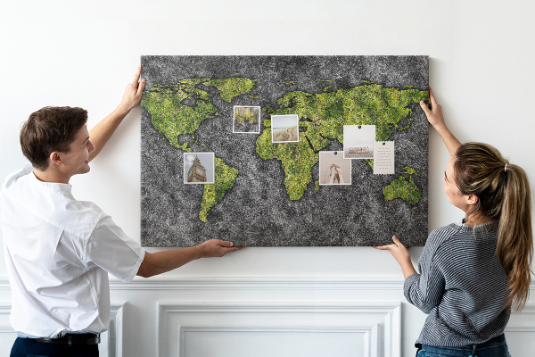 Cork display board World map