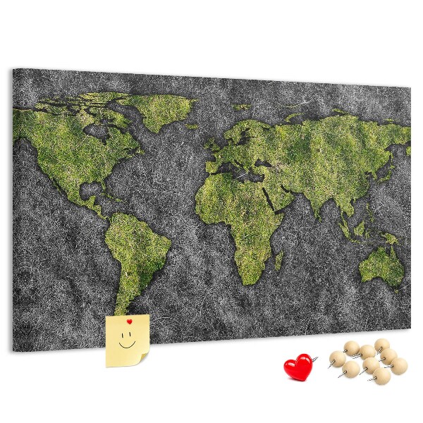 Cork display board World map