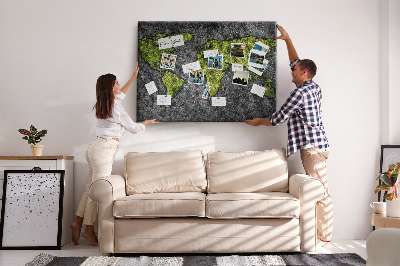 Cork display board World map