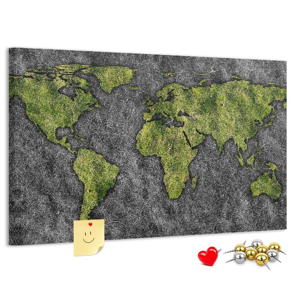 Cork display board World map