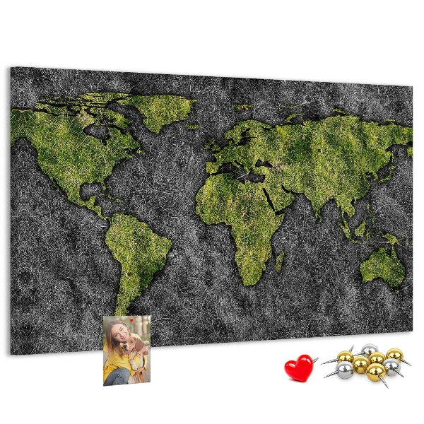 Cork display board World map