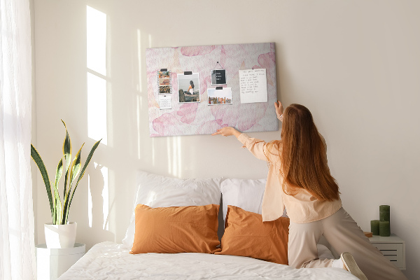 Cork memo board Watercolor petals