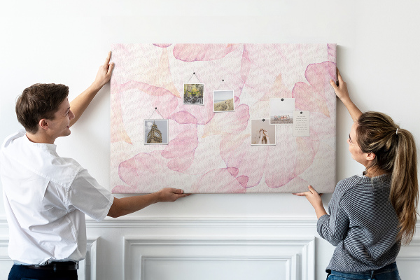 Cork memo board Watercolor petals