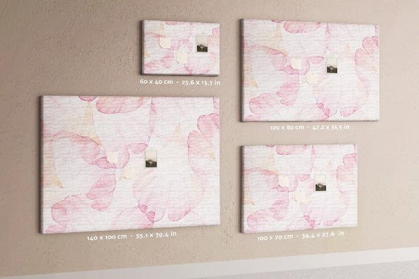 Cork memo board Watercolor petals
