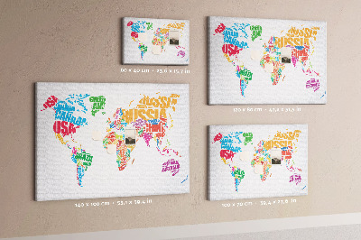 Cork board Colorful country names