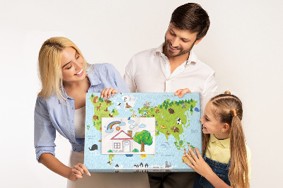 Cork board World map with animals