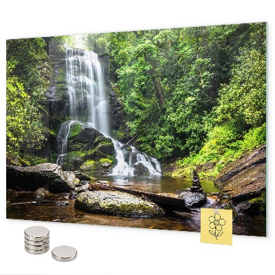 Magnetic board for wall forest waterfall print