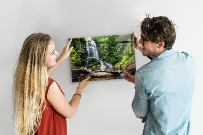 Magnetic board for wall forest waterfall print