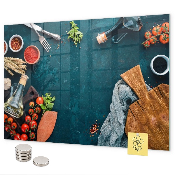 Magnetic wall board for kitchen utensils