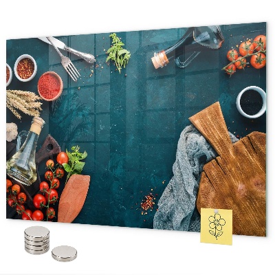 Magnetic wall board for kitchen utensils