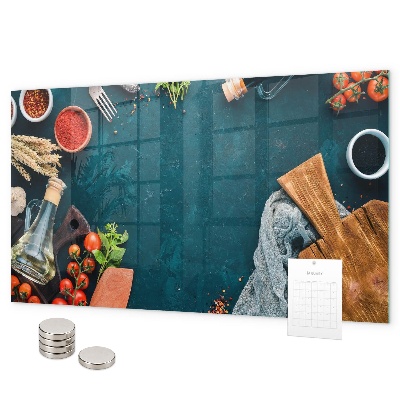 Magnetic wall board for kitchen utensils