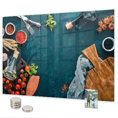 Magnetic wall board for kitchen utensils