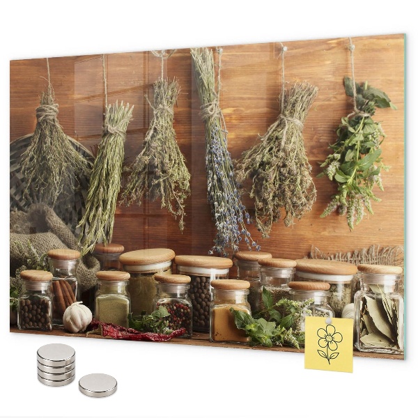 Magnetic spice board for holding spices