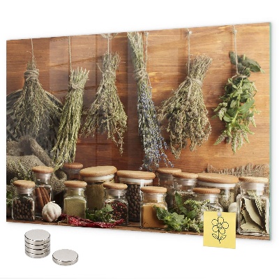 Magnetic spice board for holding spices