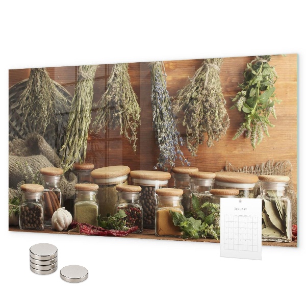 Magnetic spice board for holding spices