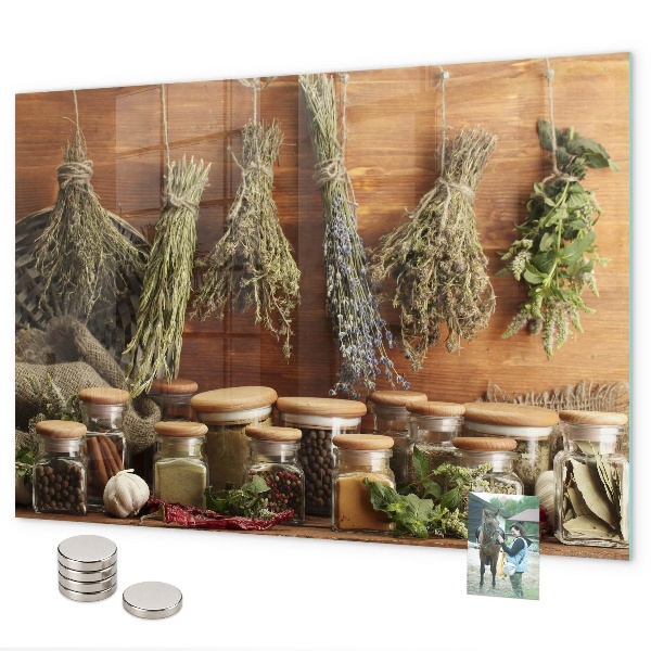 Magnetic spice board for holding spices