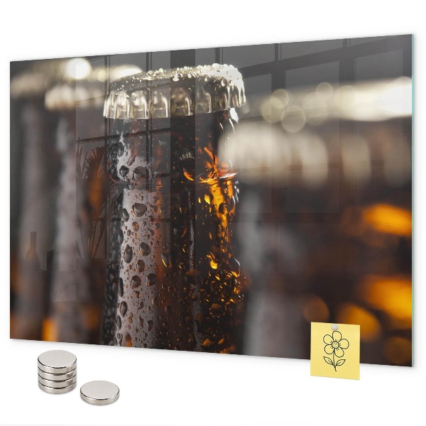 Magnetic board with glass bottles