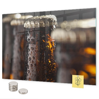 Magnetic board with glass bottles