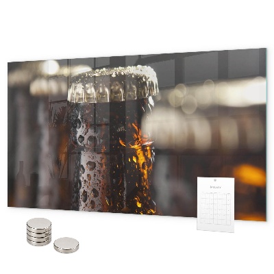 Magnetic board with glass bottles