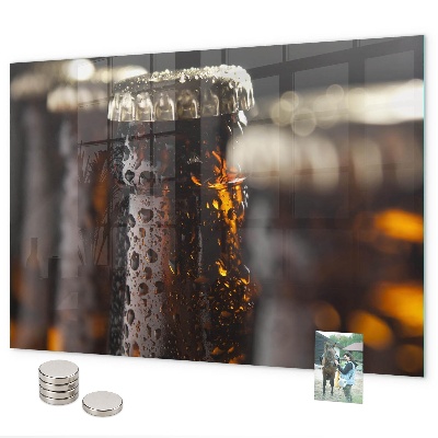 Magnetic board with glass bottles