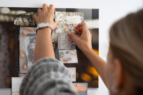 Magnetic board with glass bottles
