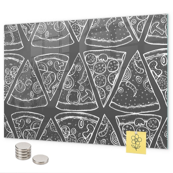Magnetic board for wall painted pizza design
