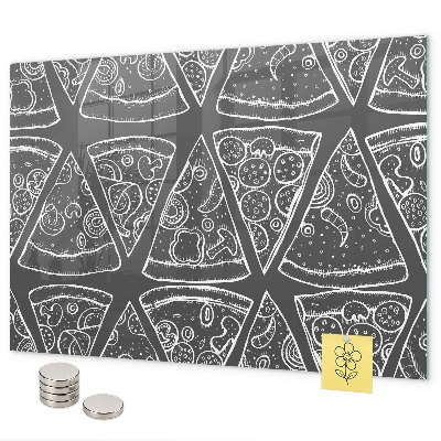 Magnetic board for wall painted pizza design