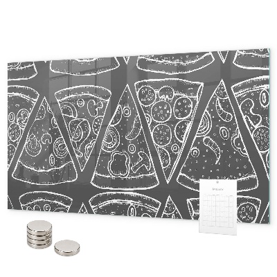 Magnetic board for wall painted pizza design