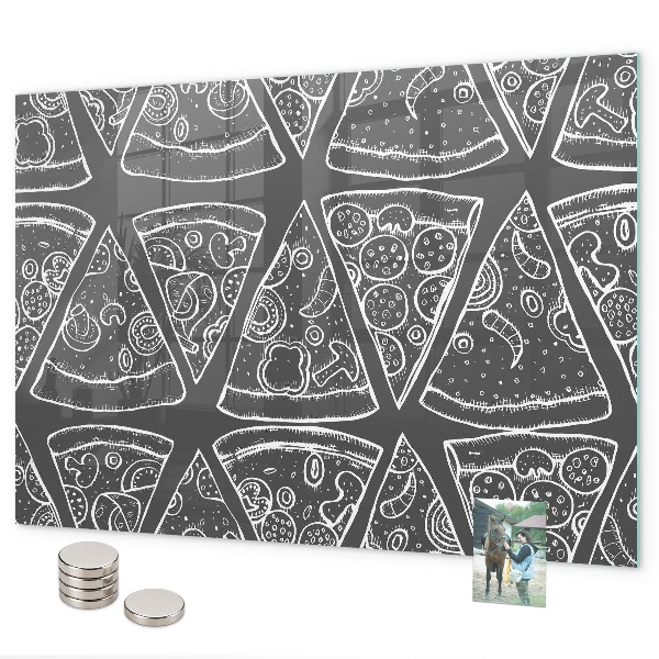 Magnetic board for wall painted pizza design