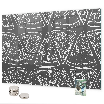 Magnetic board for wall painted pizza design