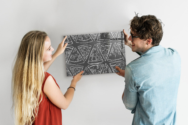 Magnetic board for wall painted pizza design
