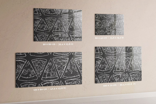 Magnetic board for wall painted pizza design