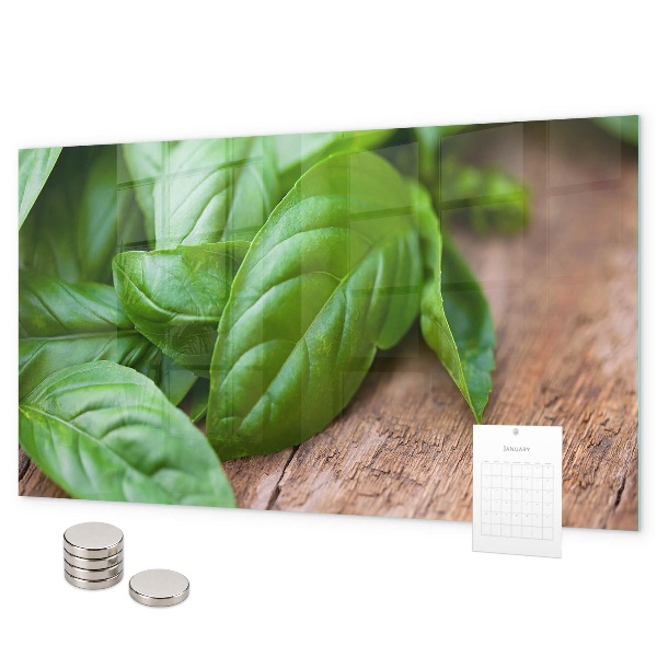 Basil leaves magnetic board