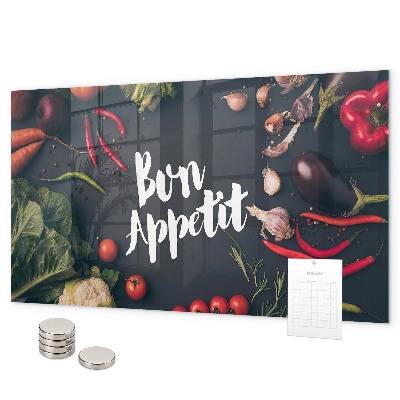 Magnetic board for wall with Bon appetit inscription