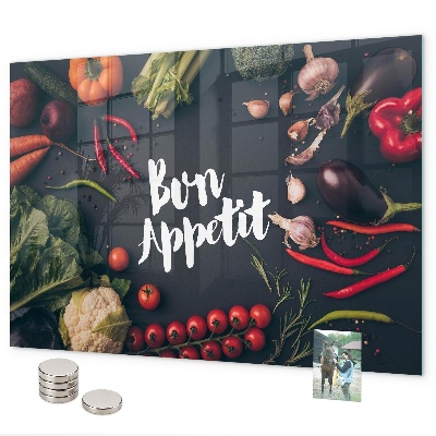 Magnetic board for wall with Bon appetit inscription