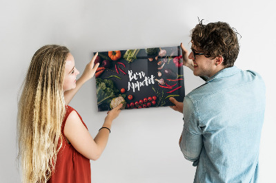 Magnetic board for wall with Bon appetit inscription