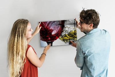 Magnetic board for wall glasses of wine design