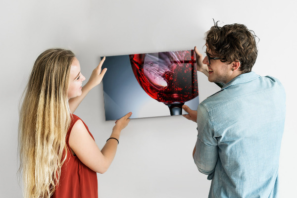 Magnetic wall board glass of wine design