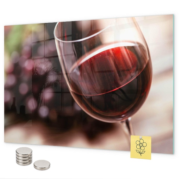 Magnetic board with a glass of red wine print