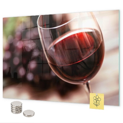 Magnetic board with a glass of red wine print