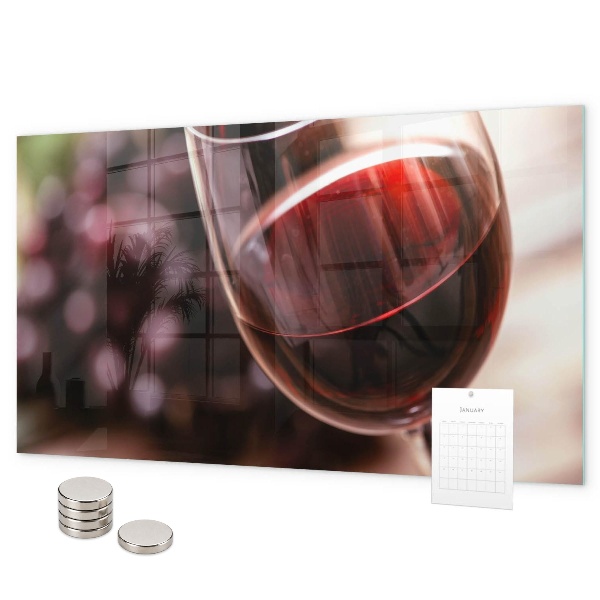 Magnetic board with a glass of red wine print