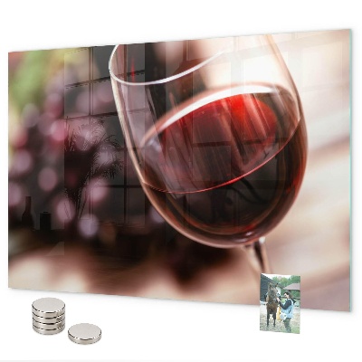 Magnetic board with a glass of red wine print