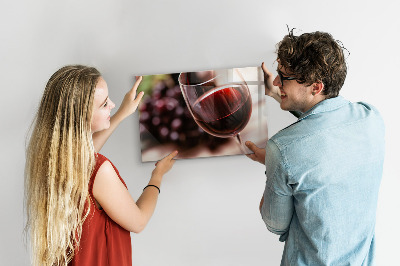 Magnetic board with a glass of red wine print