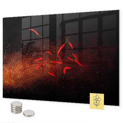 Magnetic board for wall chili peppers design