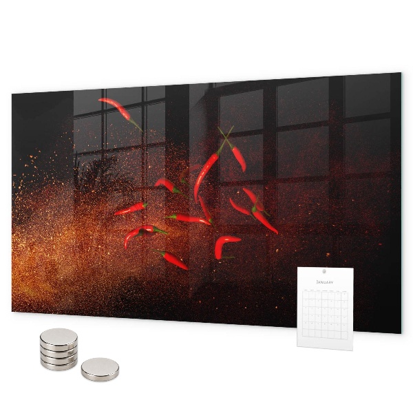 Magnetic board for wall chili peppers design